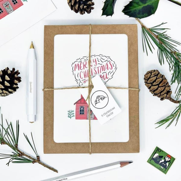 Little Log Cabin Christmas Card Pack- Lomond Paper Co Braw Wee Emporium