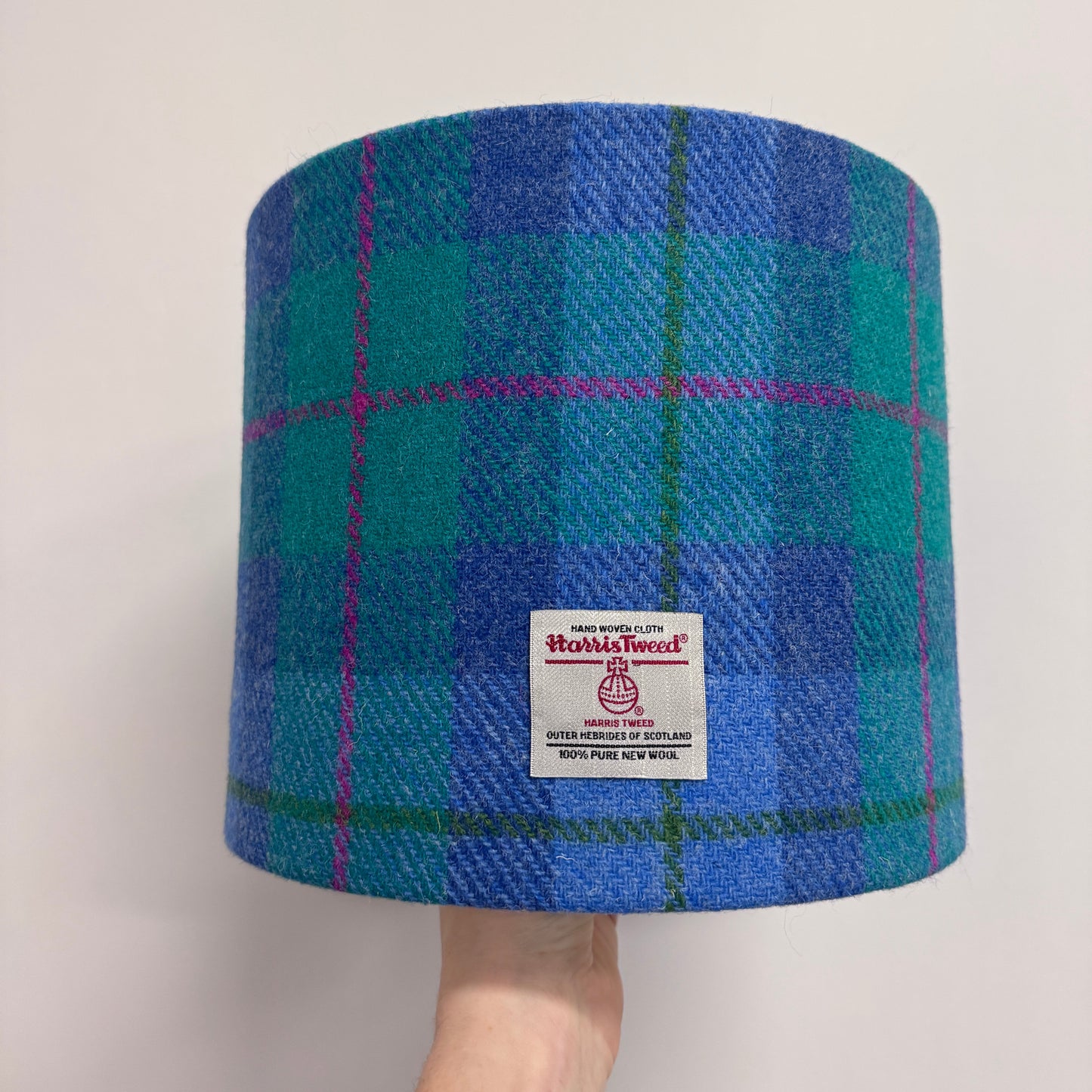 Handmade Blue - Green Tartan Harris Tweed Lampshade | Scottish Wool