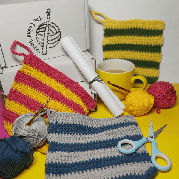 Washcloth Crochet Kit for Beginners with Video Tutorial - The Colour Dasher Braw Wee Emporium