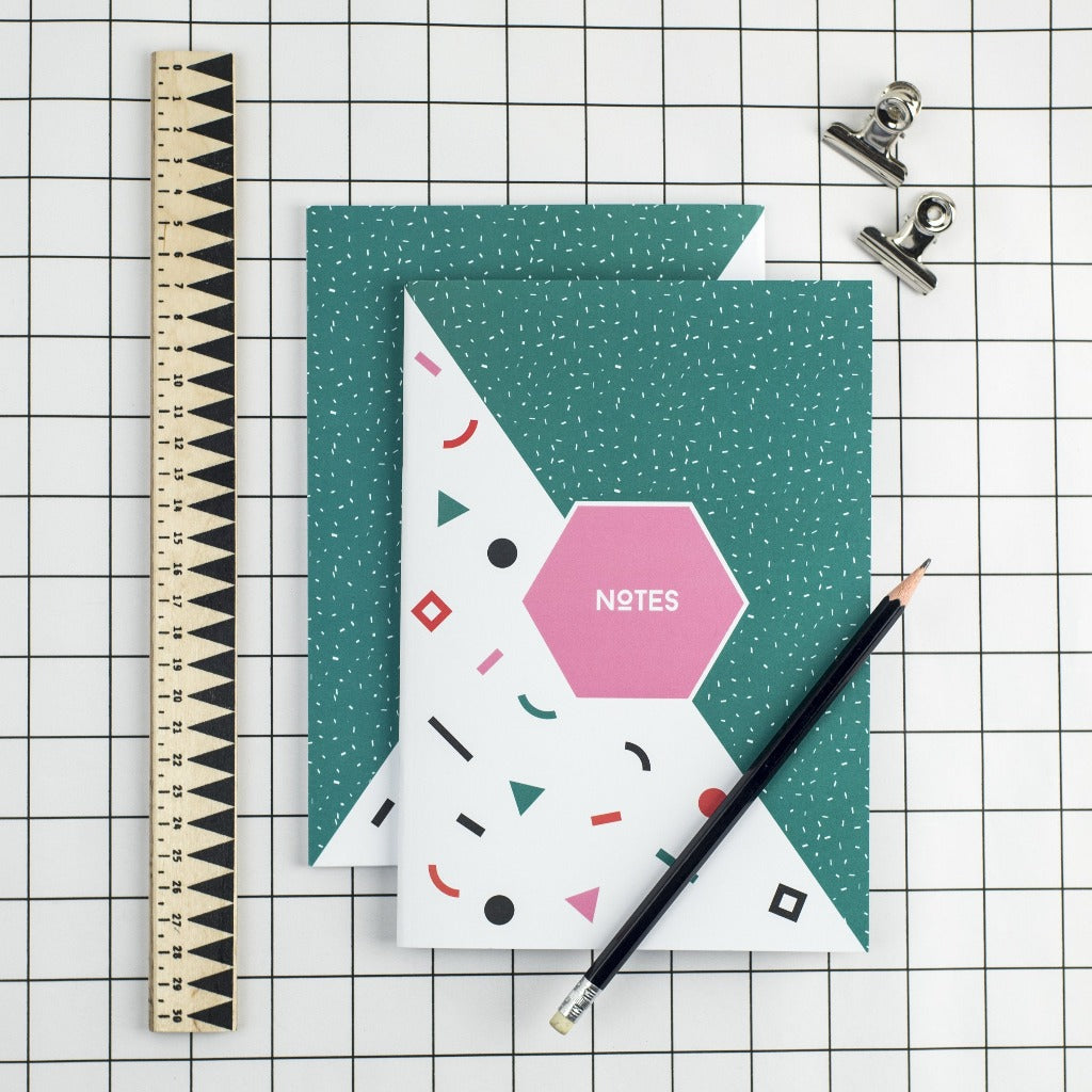 80s Green Memphis Notebook - Kate & The Ink Braw Wee Emporium