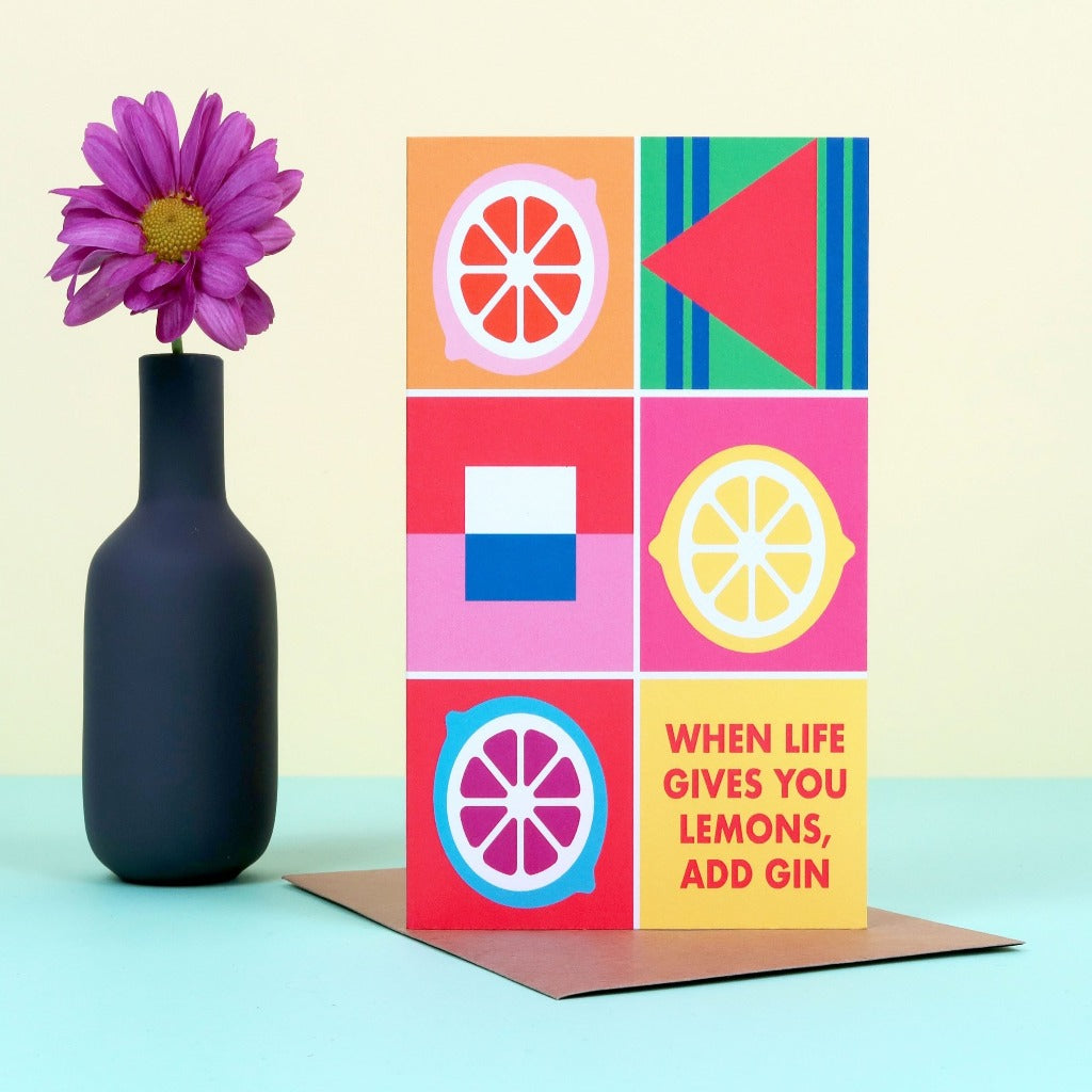 When Life Gives You Lemons Colour Block Card - Kate & The Ink Braw Wee Emporium