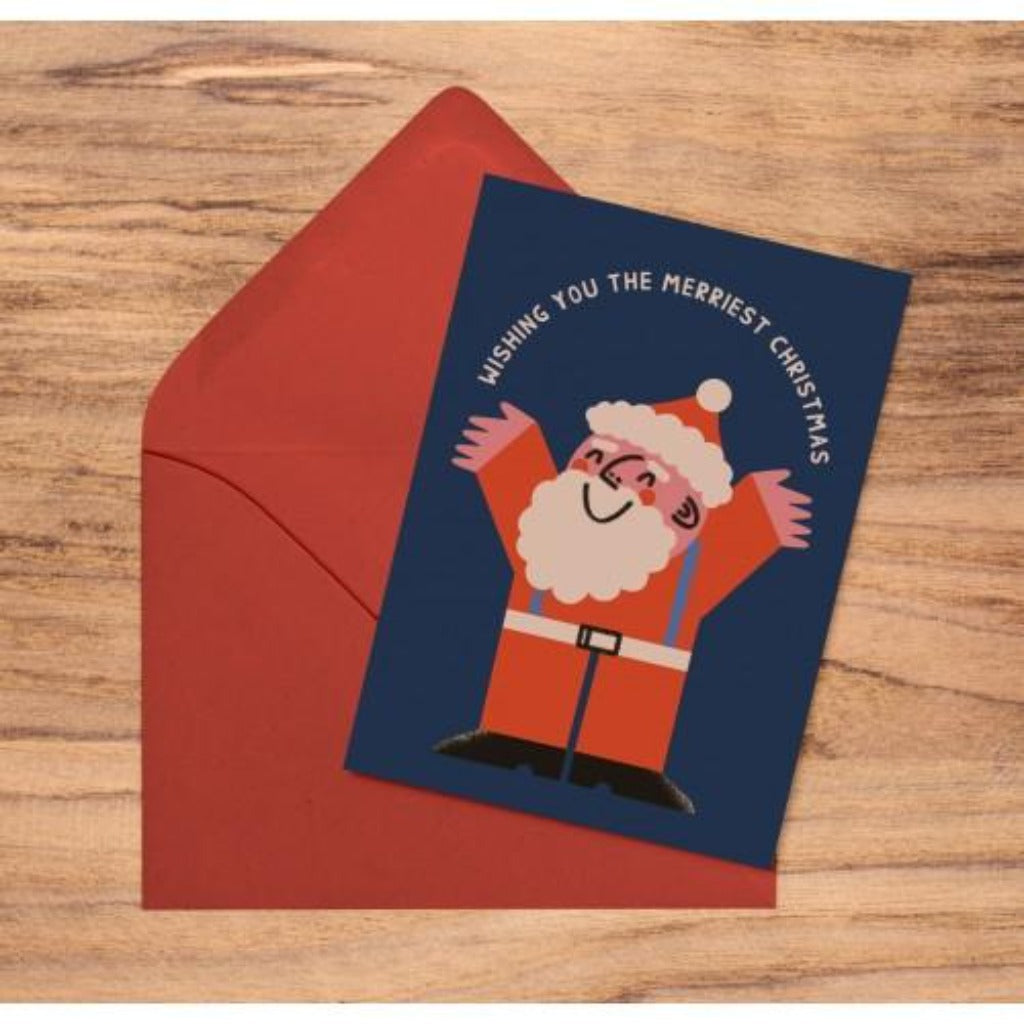 Santa Greeting Card by Hazel Dunn Braw Wee Emporium