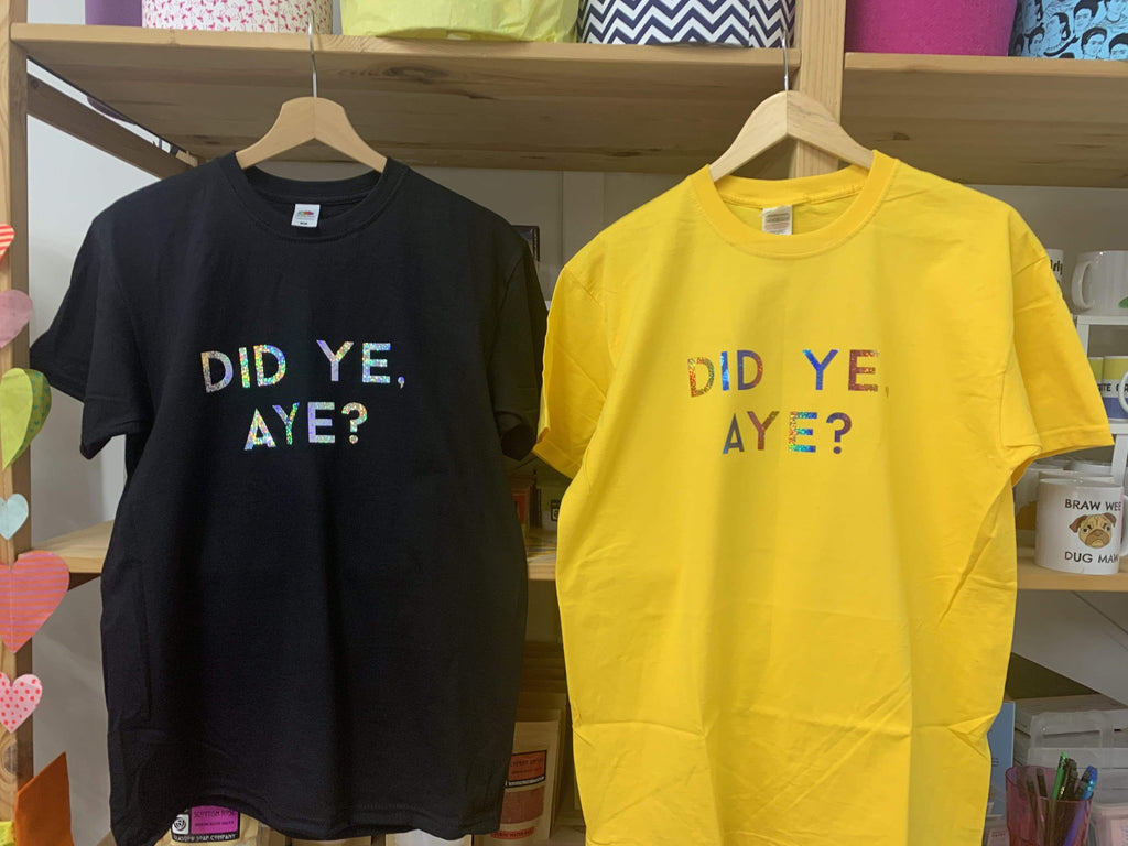 Yellow Did Ye, Aye? T-Shirt - Braw Wee Emporium Braw Wee Emporium