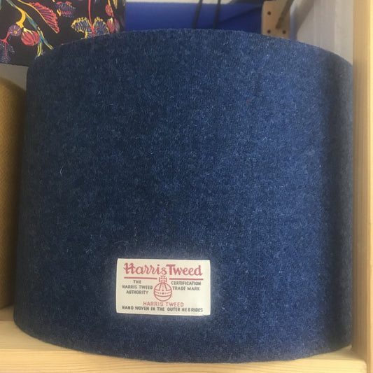 Navy Harris Tweed Lampshade - Drum Lampshade Braw Wee Emporium