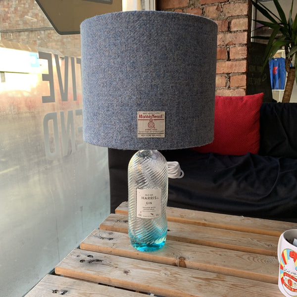 Ice Blue Harris Gin Lamp with Harris Tweed Braw Wee Emporium