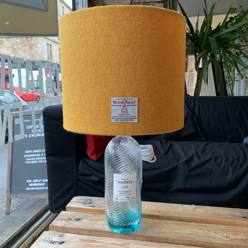 Yellow Harris Gin Lamp with Harris Tweed Braw Wee Emporium