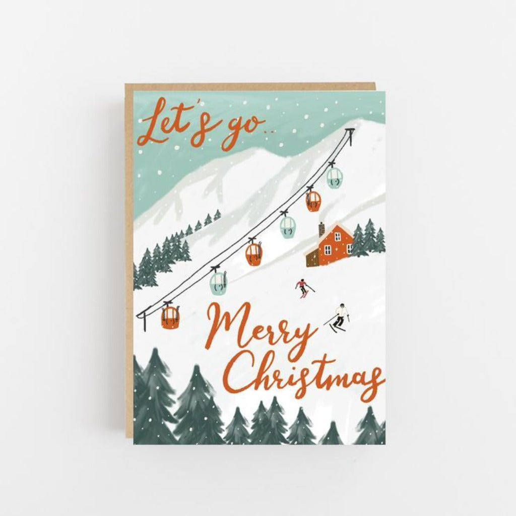 Let's Go - Merry Christmas Skiing Card - Lomond Paper Co Braw Wee Emporium